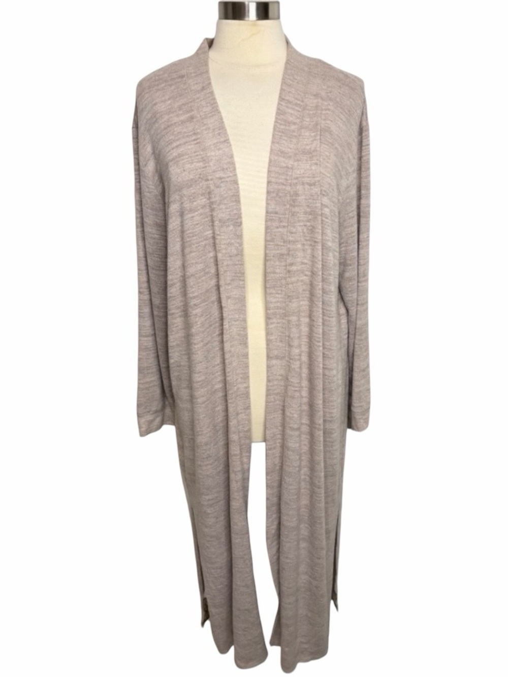 SOMA Tan Heathered Lightweight Long Open-Front Duster